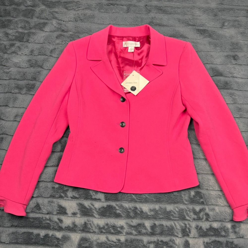 Petite Sophisticate Hot Pink Ruffle Cuff Blazer Jacket Size 4 01447